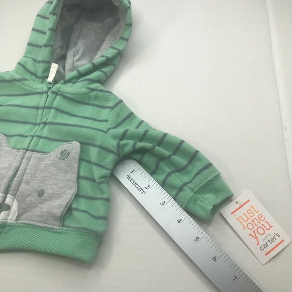 Just One You by Carters NB-3 Month Hoodie Green Animal On Front New With Tags - Picture 11 of 15